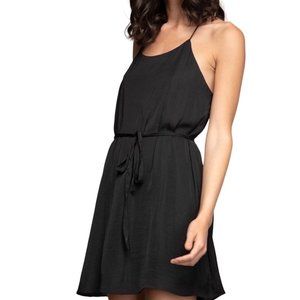 Naked Zebra Sleeveless Tie Waist Mini Slip Dress Black Size Small NWT